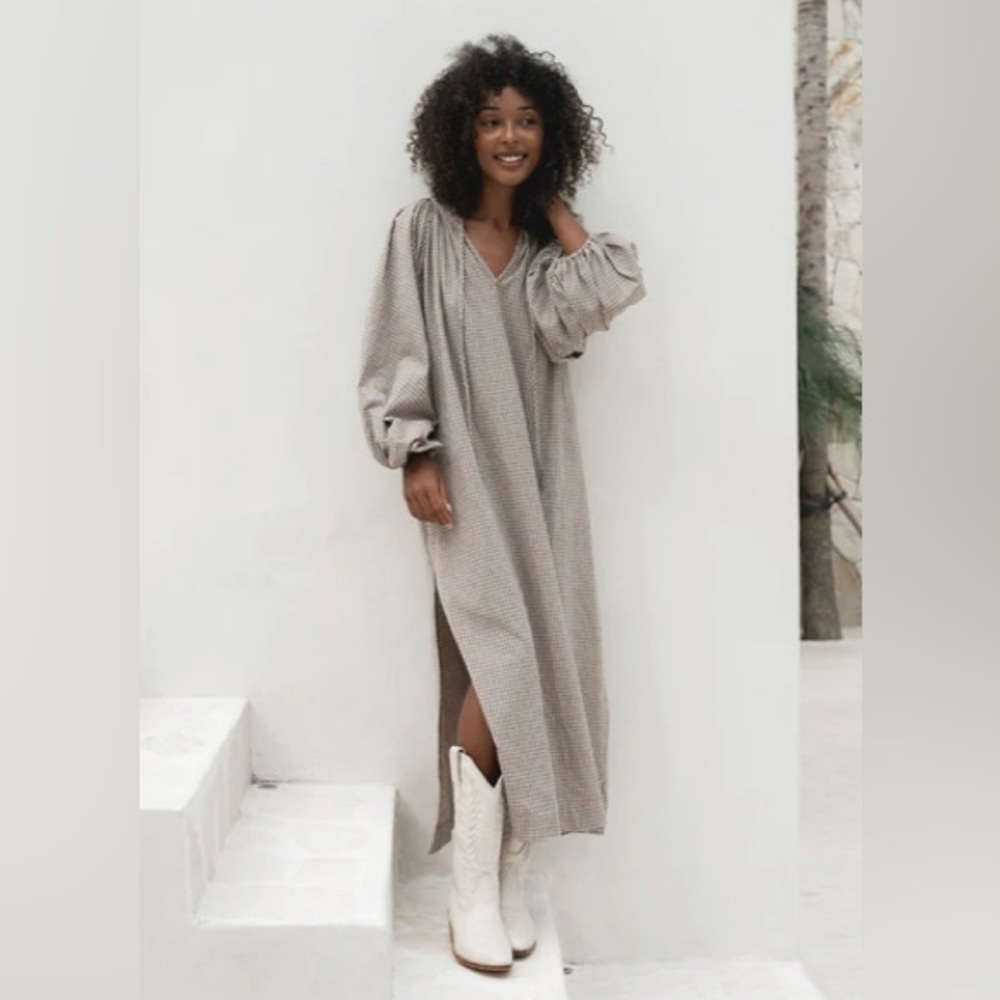 Daughters of India Poet Maxi Dress Taupe Small